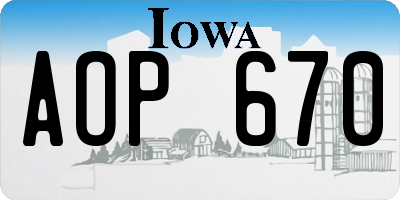 IA license plate AOP670