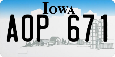 IA license plate AOP671