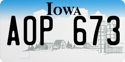 IA license plate AOP673