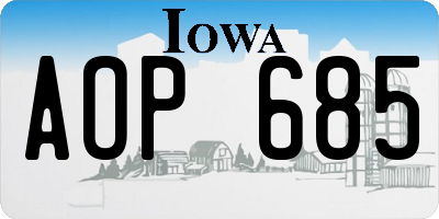 IA license plate AOP685