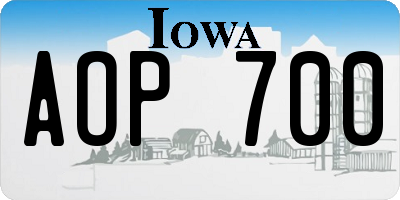 IA license plate AOP700