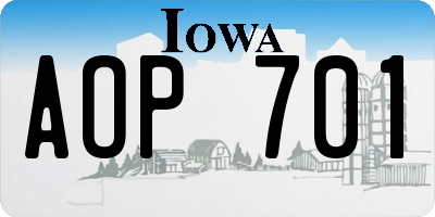 IA license plate AOP701