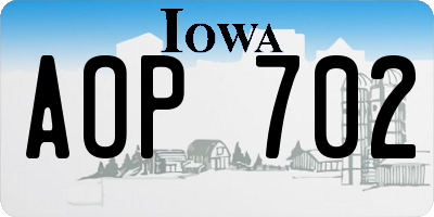IA license plate AOP702