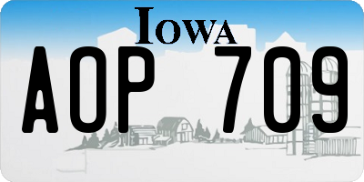 IA license plate AOP709