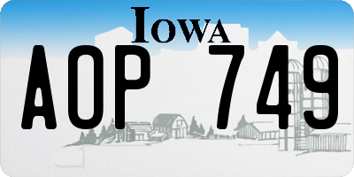 IA license plate AOP749