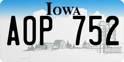 IA license plate AOP752