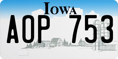 IA license plate AOP753
