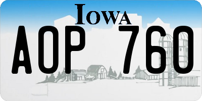 IA license plate AOP760