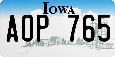 IA license plate AOP765