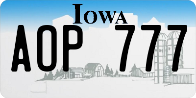IA license plate AOP777