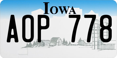 IA license plate AOP778