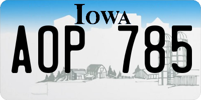 IA license plate AOP785