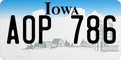 IA license plate AOP786
