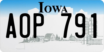 IA license plate AOP791