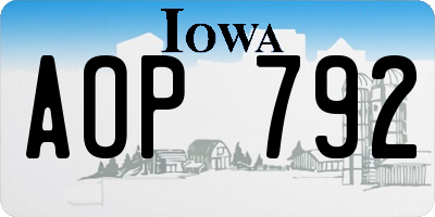IA license plate AOP792