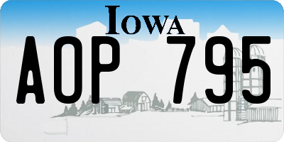 IA license plate AOP795