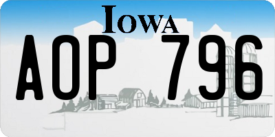 IA license plate AOP796