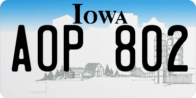 IA license plate AOP802