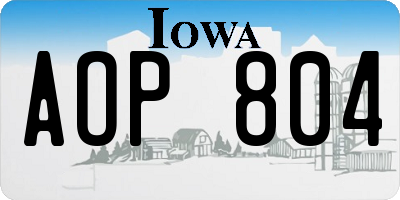 IA license plate AOP804