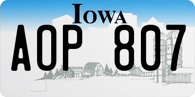 IA license plate AOP807