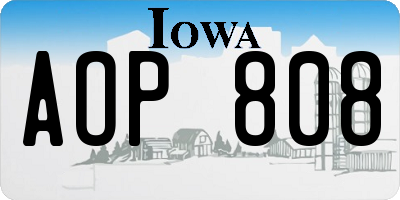 IA license plate AOP808