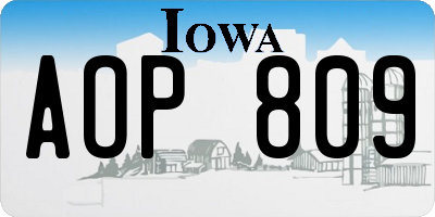 IA license plate AOP809