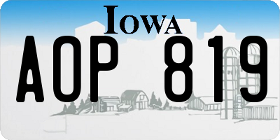 IA license plate AOP819
