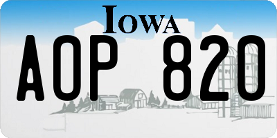 IA license plate AOP820