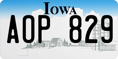 IA license plate AOP829