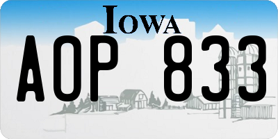 IA license plate AOP833