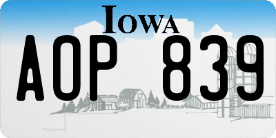 IA license plate AOP839