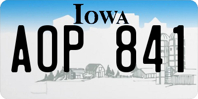 IA license plate AOP841