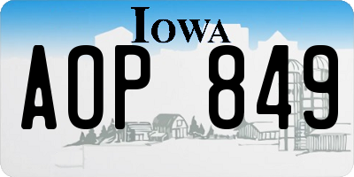 IA license plate AOP849