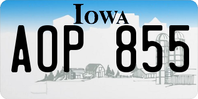 IA license plate AOP855