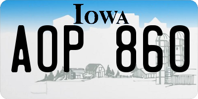 IA license plate AOP860