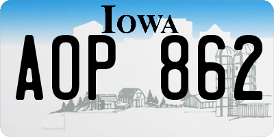 IA license plate AOP862