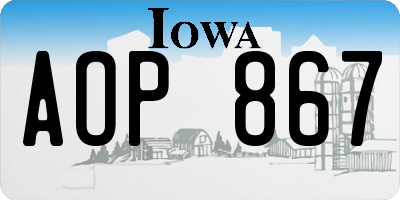 IA license plate AOP867