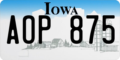 IA license plate AOP875