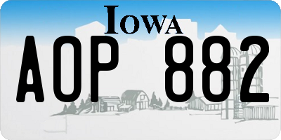 IA license plate AOP882