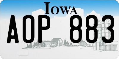 IA license plate AOP883