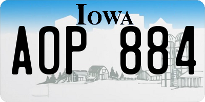IA license plate AOP884