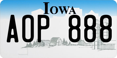 IA license plate AOP888