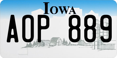 IA license plate AOP889