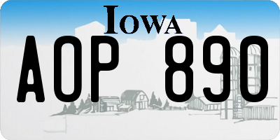 IA license plate AOP890