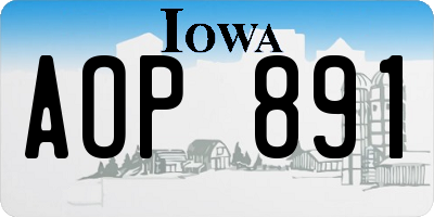 IA license plate AOP891
