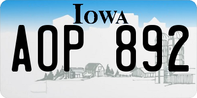 IA license plate AOP892