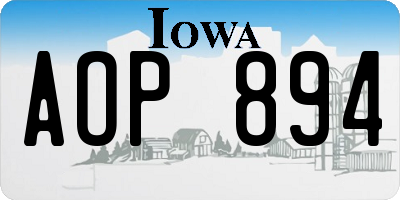 IA license plate AOP894