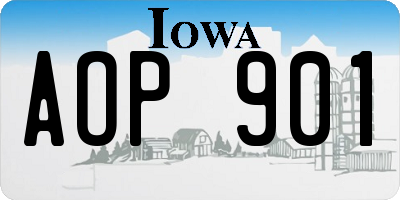 IA license plate AOP901