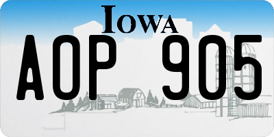 IA license plate AOP905
