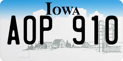 IA license plate AOP910